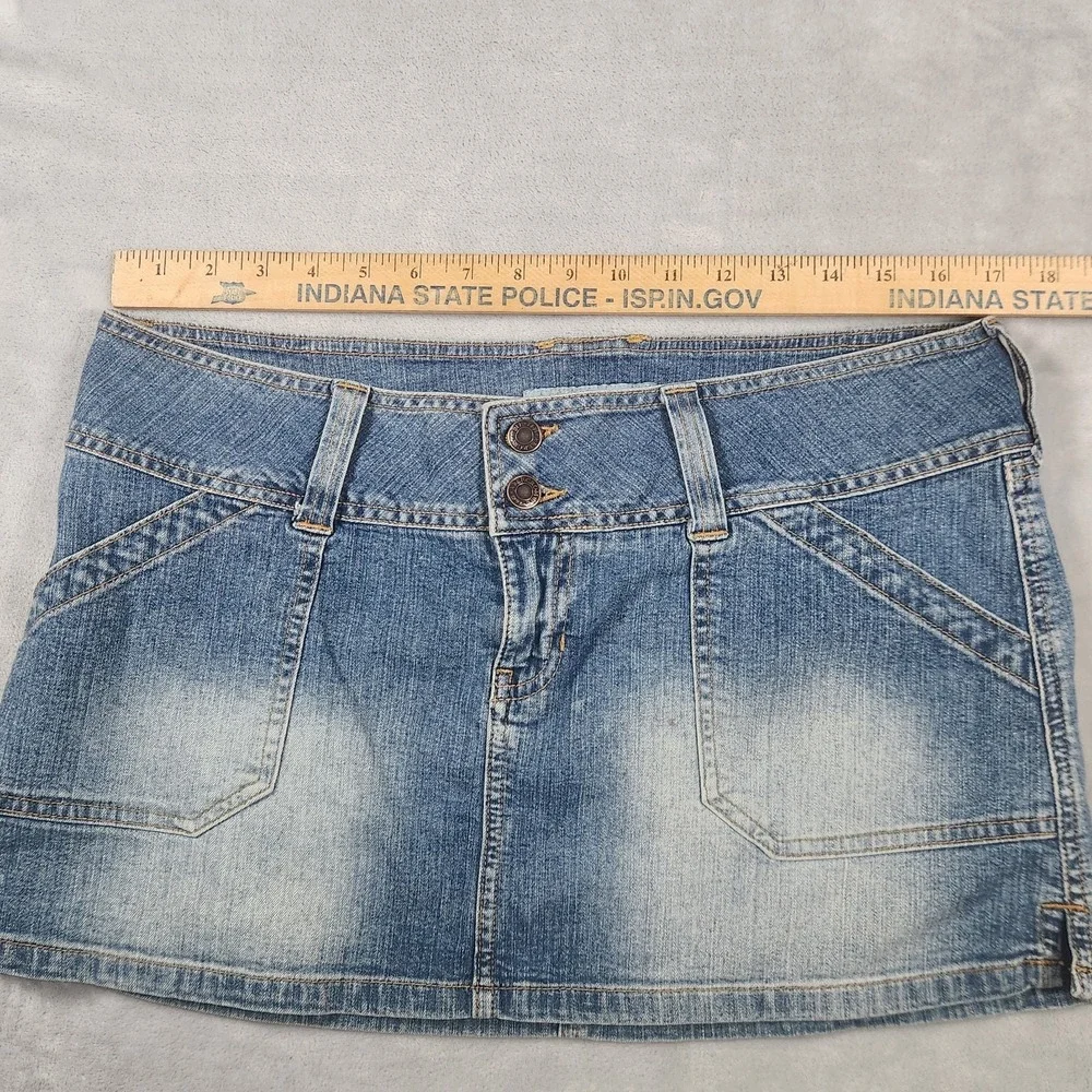 Abercrombie Fitch Jean Micro Mini Skirt sz 10 Low Rise Y2K 90s Skater Retro